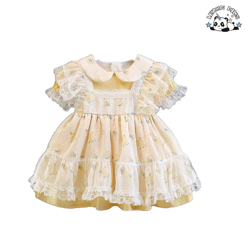 LEZONKIDS - Vestido de princesa de tule fofo personalizável de verão Lolita para meninas com baixo MOQ para crianças de 2 a 14 anos